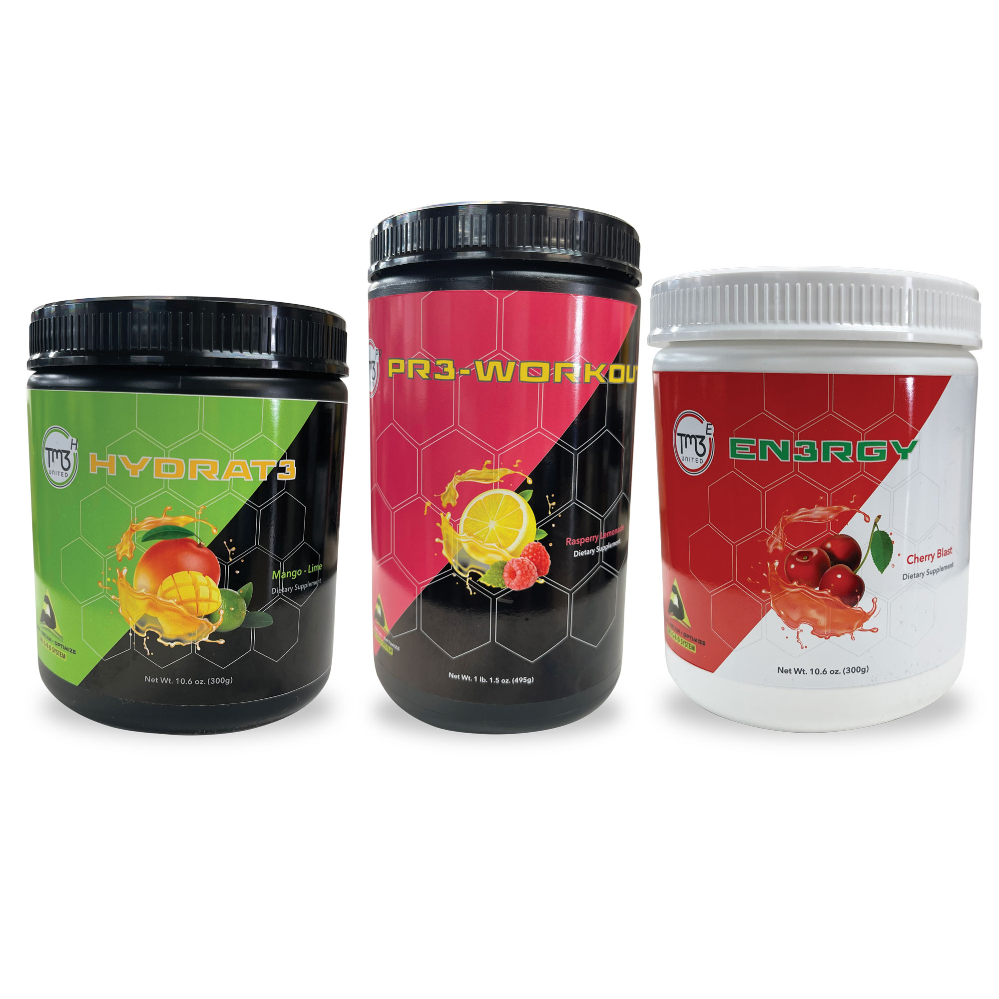 image:G.R.O Lite Pack - Raspberry Lemonade Pr3-Workout, Mango Lime Hydrat3 and Cherry Blast En3rgy