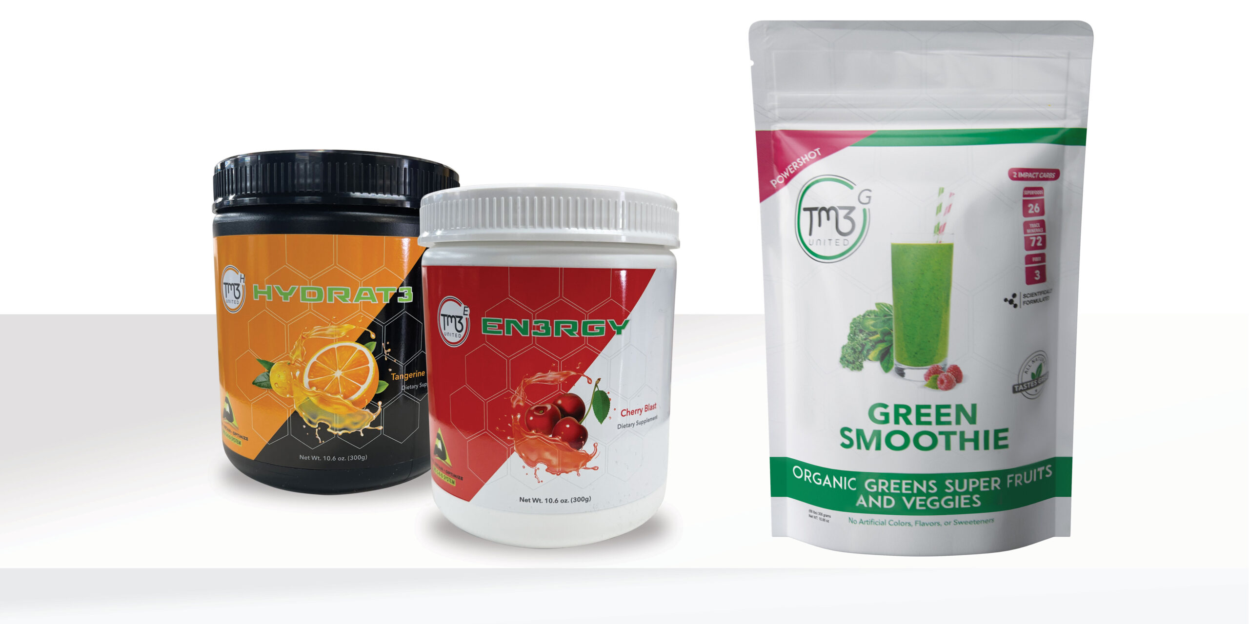 image:G.R.O Pack - Cherry Blast En3rgy, Tangerine Orange Hydrat3, Green Smoothie