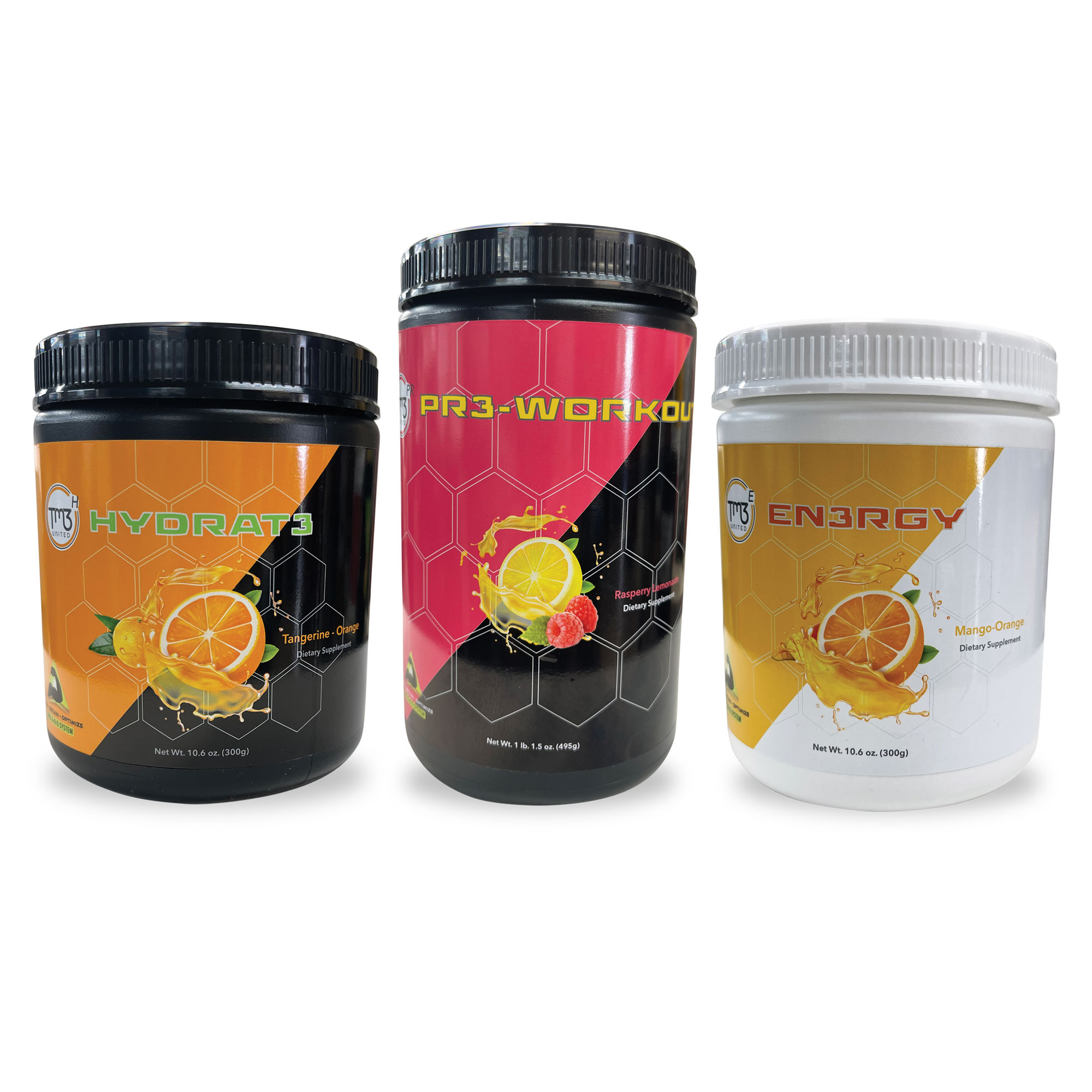 image:G.R.O Lite Pack - Raspberry Lemonade Pr3-Workout, Tangerine Orange Hydrat3 and Mango Orange En3rgy