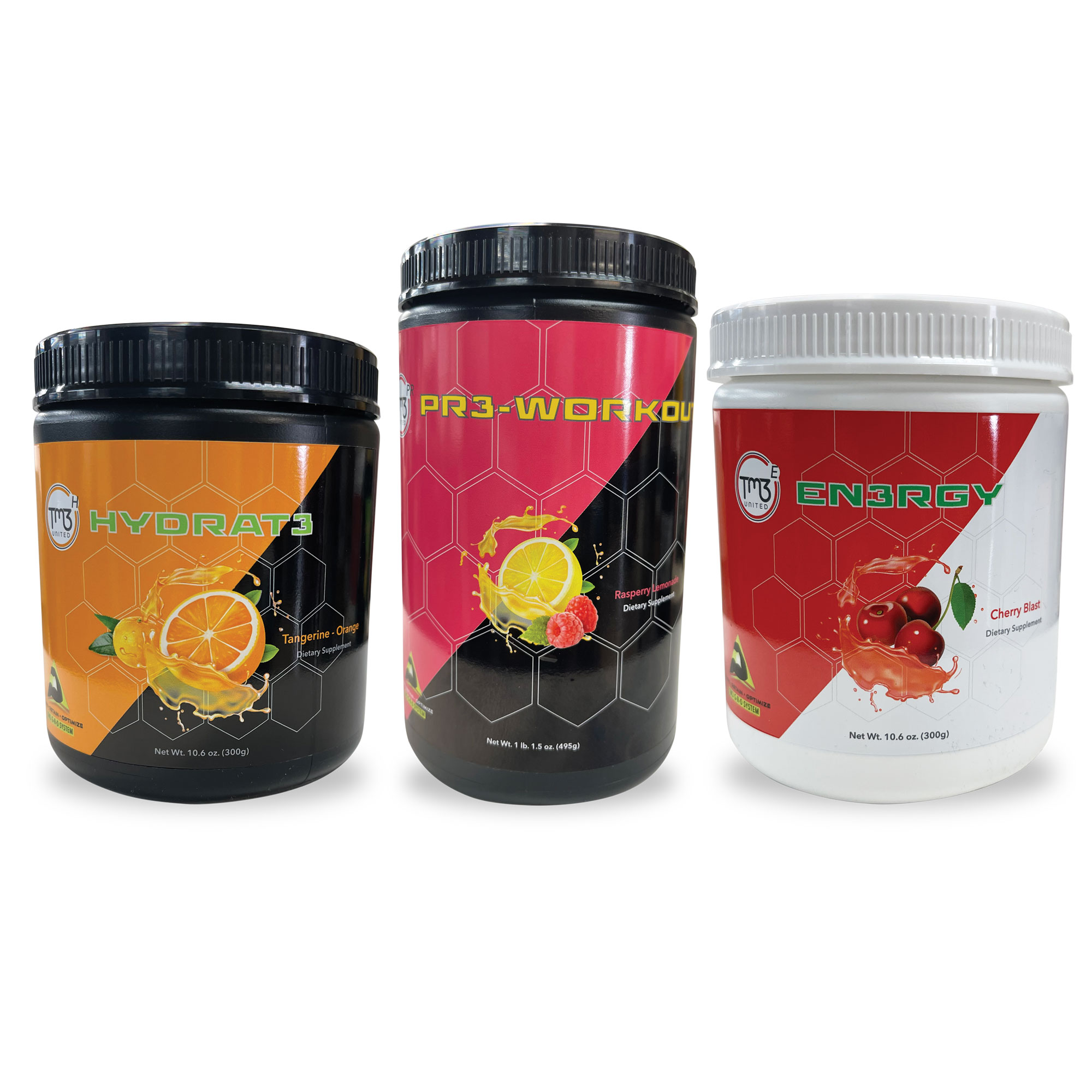 image:G.R.O Lite Pack - Raspberry Lemonade Pr3-Workout, Tangerine Orange Hydrat3 and Cherry Blast En3rgy