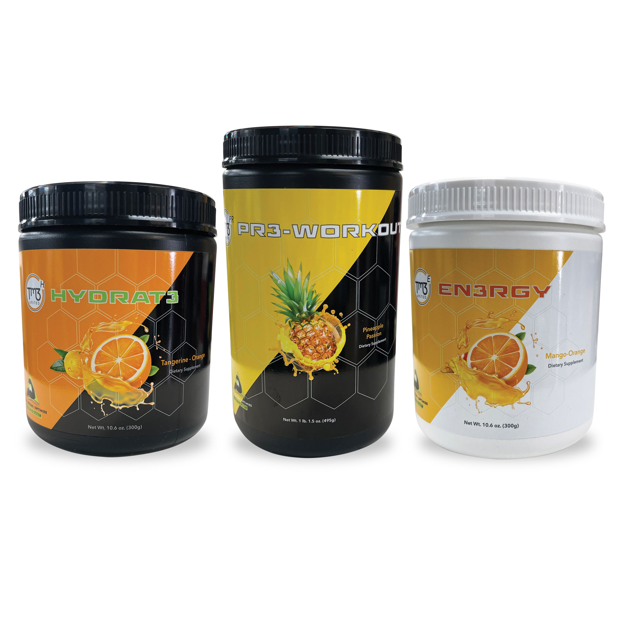 image:G.R.O Lite Pack - Pineapple Passion Pr3-Workout, Tangerine Orange Hydrat3 and Mango Orange En3rgy